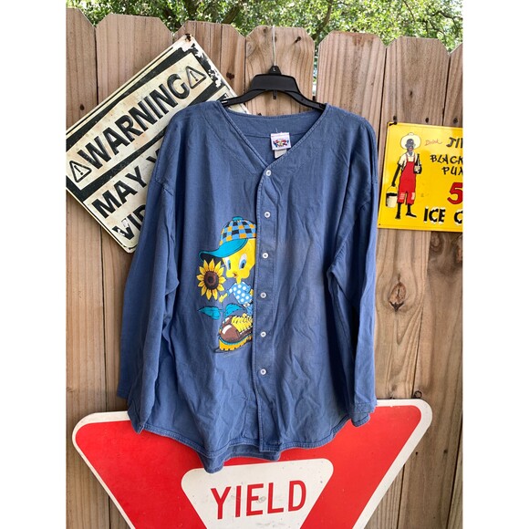 Vintage 90s Looney Tunes Tweety Bird Jersey Tshirt Size XL bu Warner Bros - Picture 1 of 9